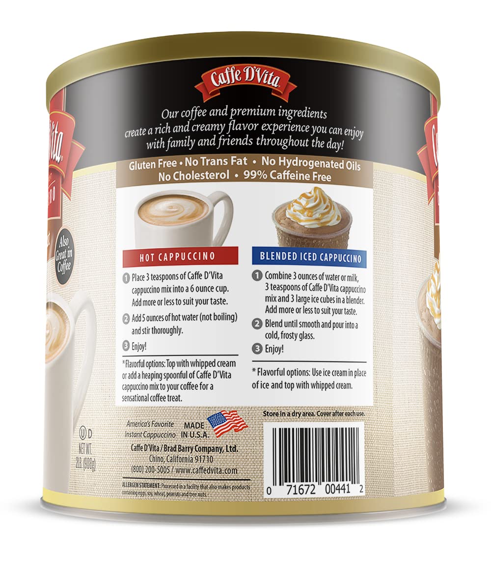 Caffe D'Vita Hazelnut Cappuccino Mix blended cup with ice for a creamy treat