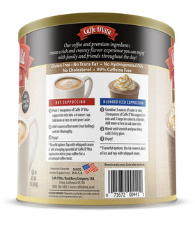 Caffe D'Vita Hazelnut Cappuccino Mix blended cup with ice for a creamy treat