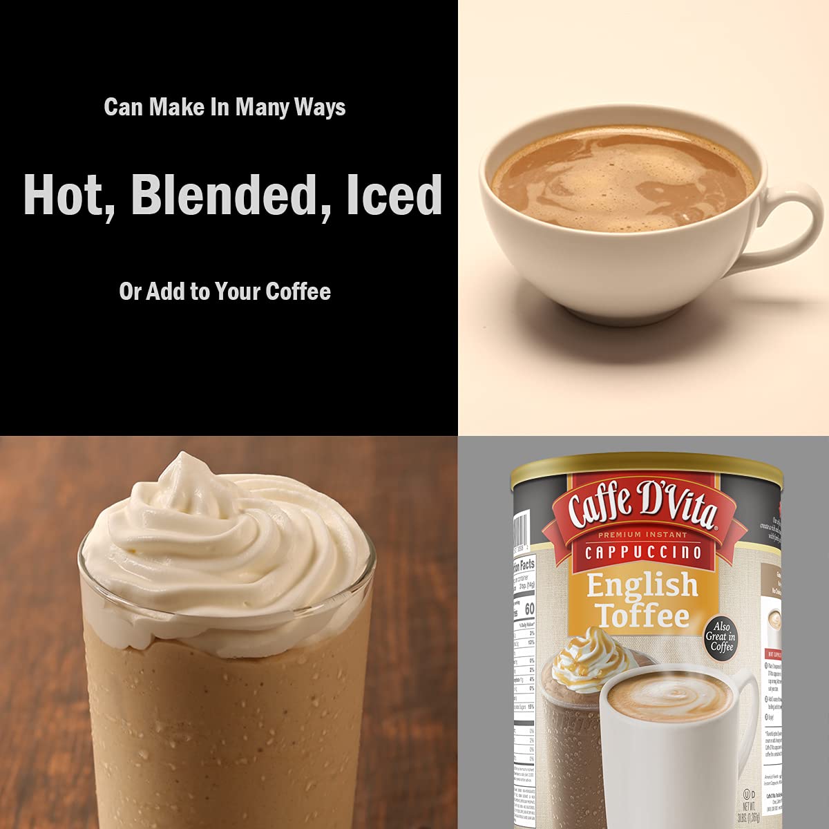 Caffe D'Vita hot cappuccino preparation with three teaspoons for a customizable cup.