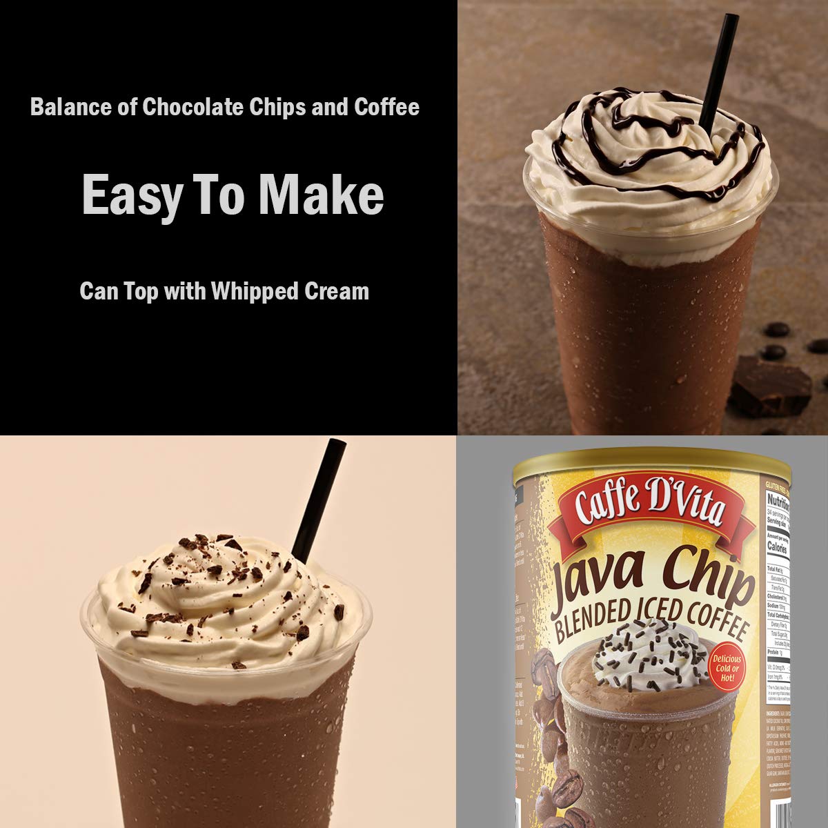 Caffe D'Vita Java Chip Latte blender-ready mix for creamy frappes.