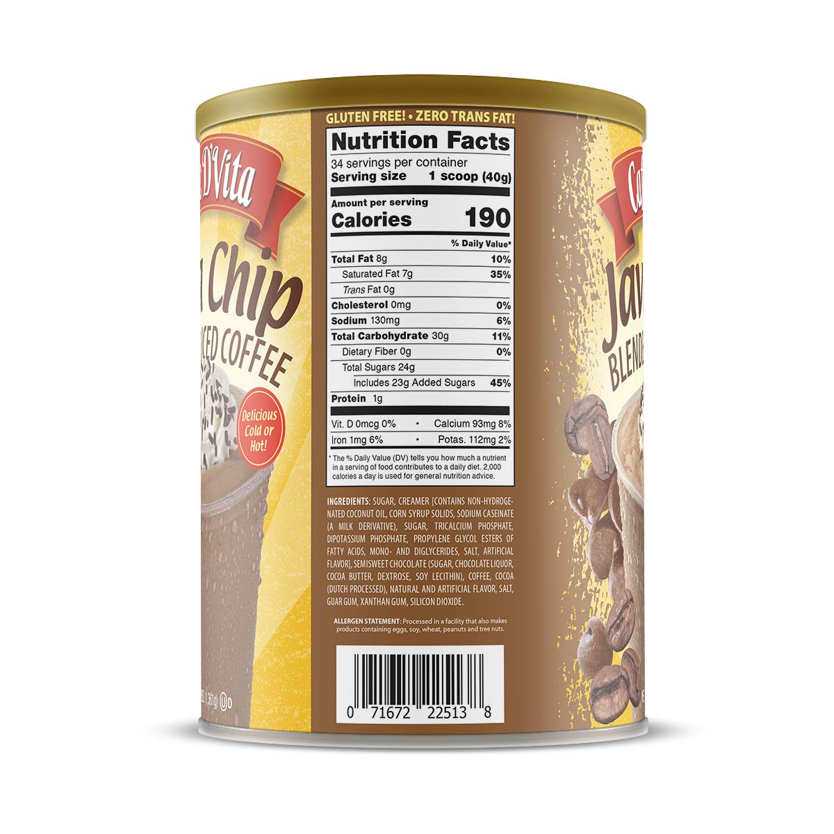 Caffe D'Vita Made in USA label emphasizes premium ingredients.