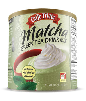 Caffe D'Vita Matcha green tea powder can with premium gluten-free ingredients