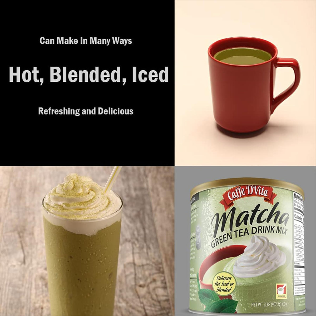 Caffe D'Vita Matcha smoothie blend for a refreshing cold drink