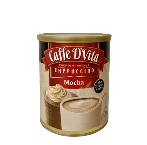 Caffe D'Vita Mocha Cappuccino measuring scoop beside the mix
