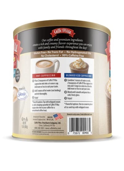 Caffe D'Vita premium ingredients for gluten-free, no-cholesterol enjoyment.
