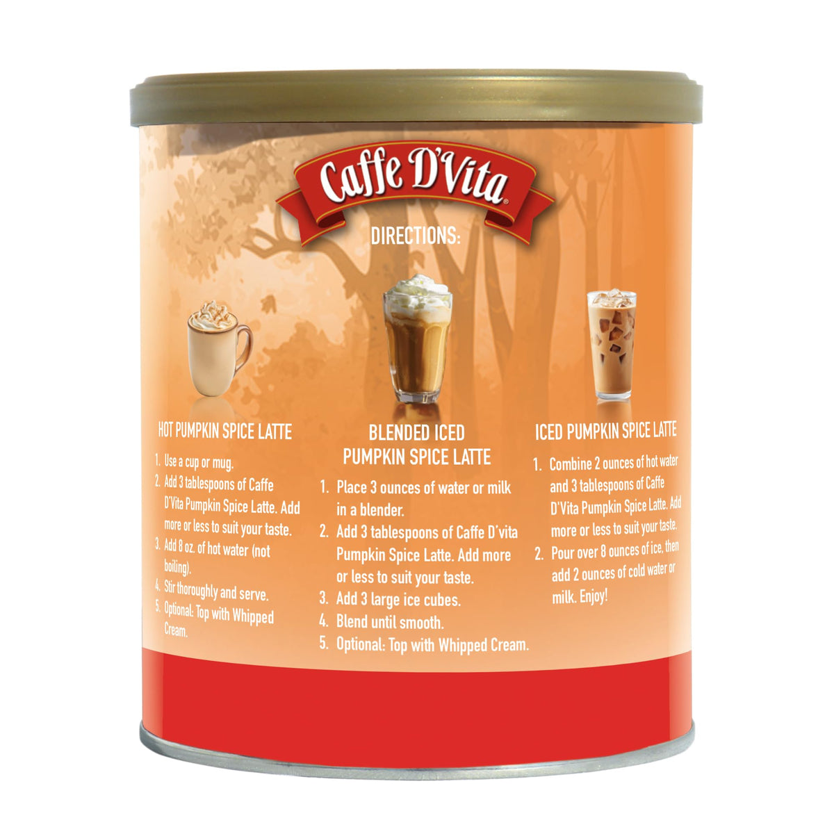 Caffe D'Vita pumpkin spice latte blended image showing refreshing treat.