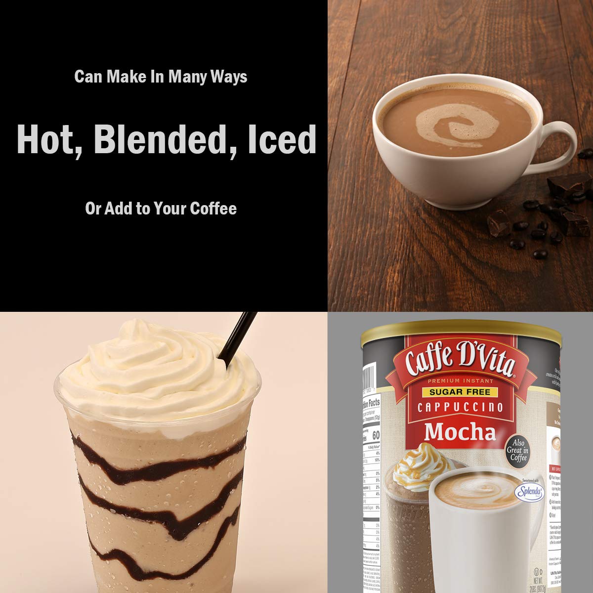 Caffe D'Vita Sugar Free Mocha Cappuccino cup ready to mix hot