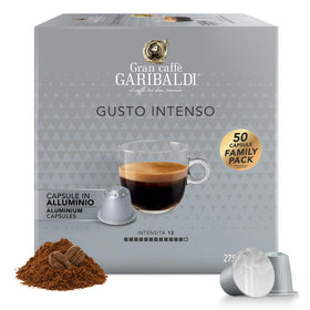 Pack shot of Caffè Garibaldi Gran Caffè Gusto Intenso for bold espresso at home.