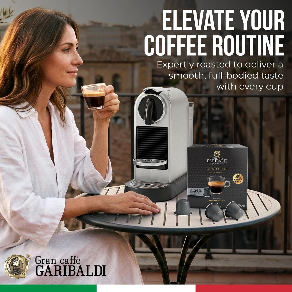 Caffe Garibaldi nitrogen-flushed pods maintain peak freshness.