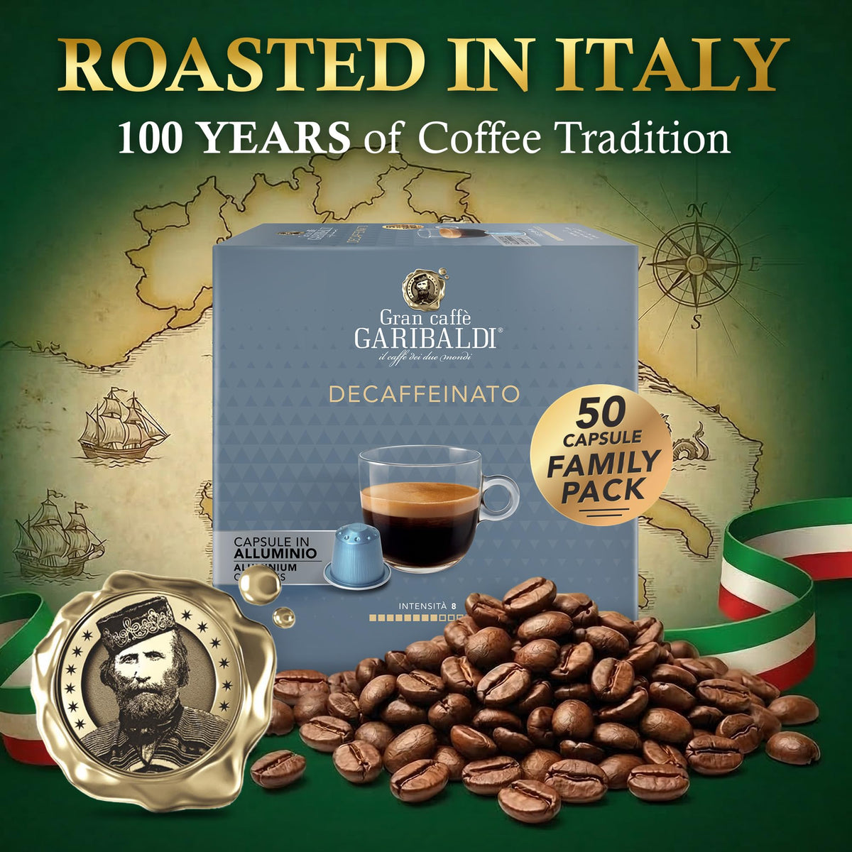 Caffe Garibaldi original-compatible pod designed for Nespresso machines.