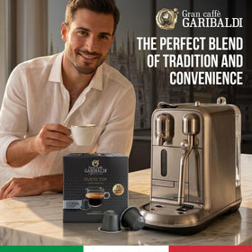 Caffe Garibaldi serving with biscotti to highlight cafe moment