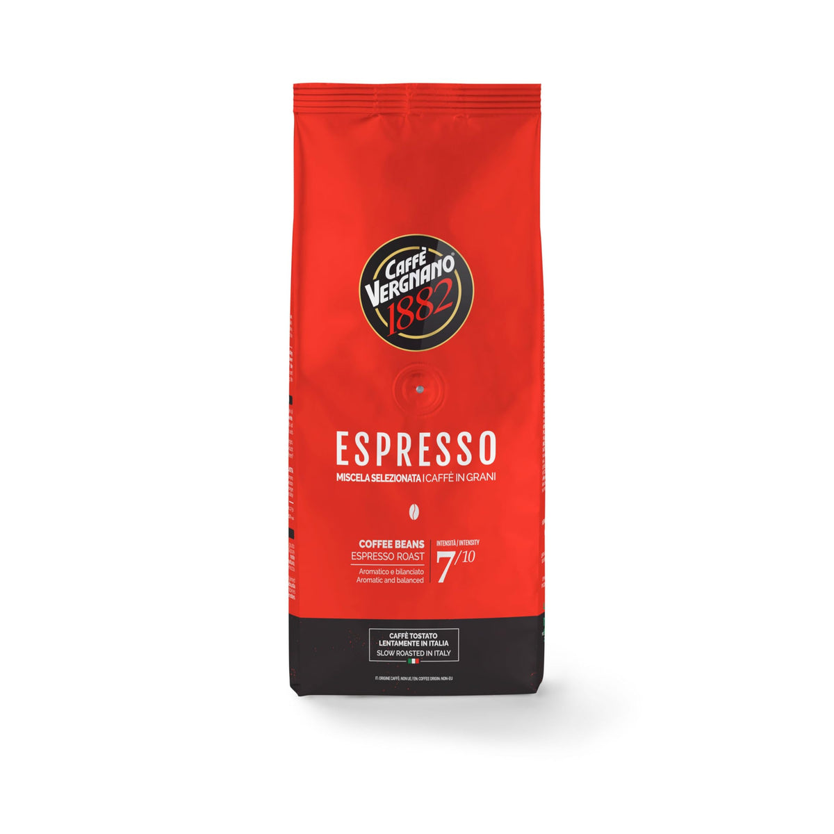 Caffe Vergnano 1882 espresso whole-bean pack for rich, balanced home espresso.
