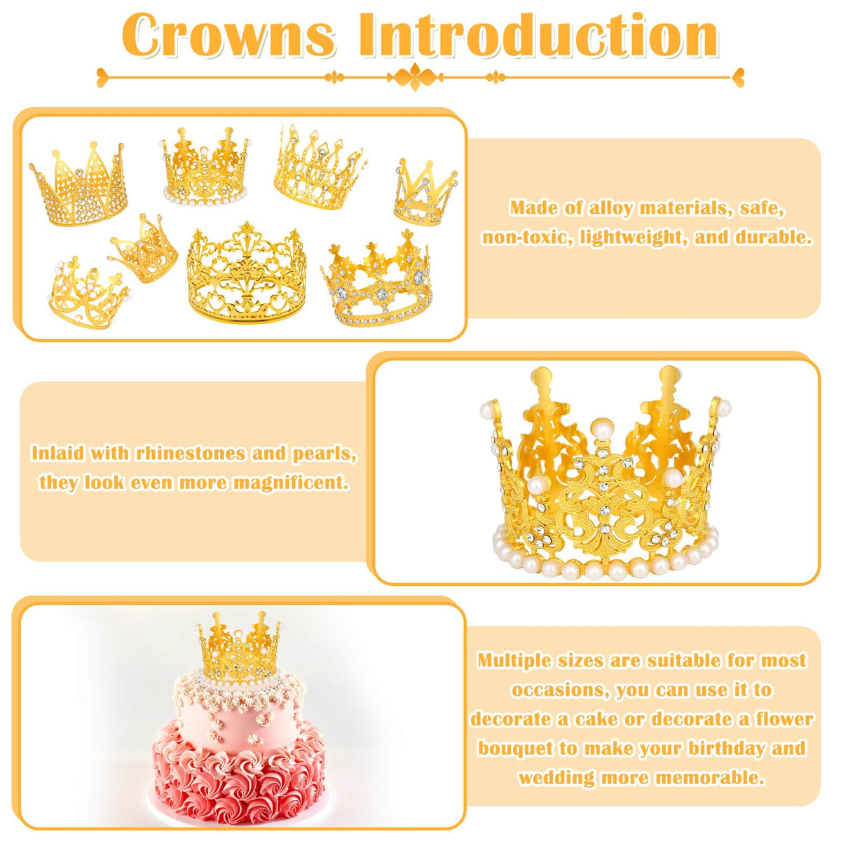 Caffox gold crown bouquet topper style 4 adds princess worthy charm to blooms