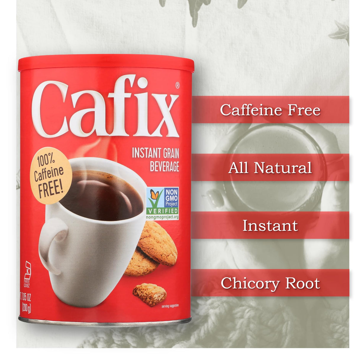 Cafix prepared cup with milk, versatile hot or cold.