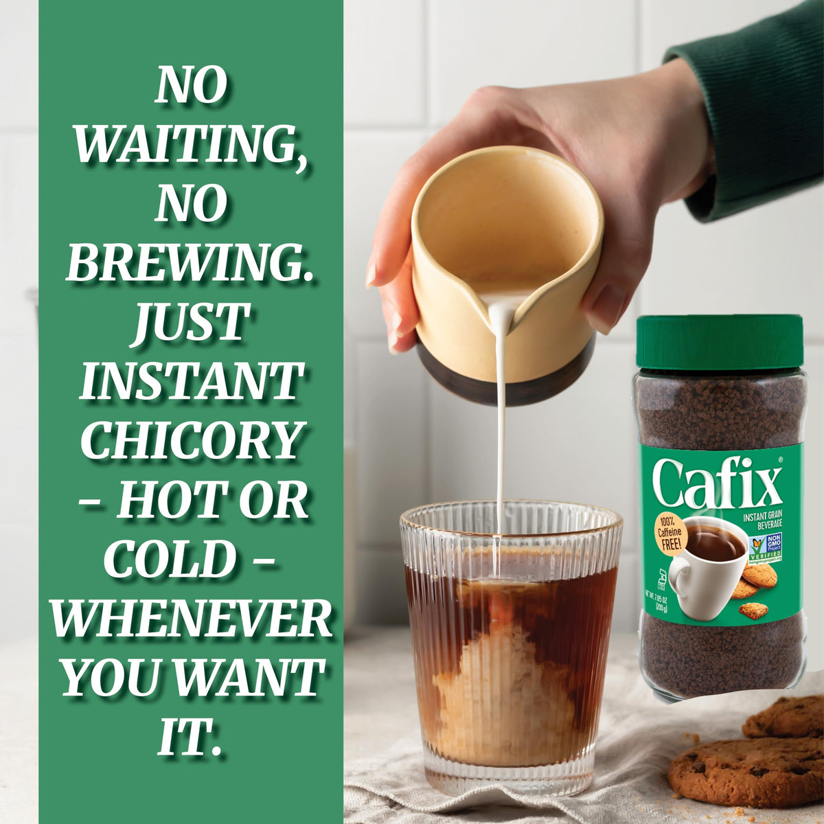 Cafix ready-to-sip cup with a rich, coffee-like note.