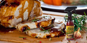 Seafood coated with garlic butter spray for moist, flavorful fillets
