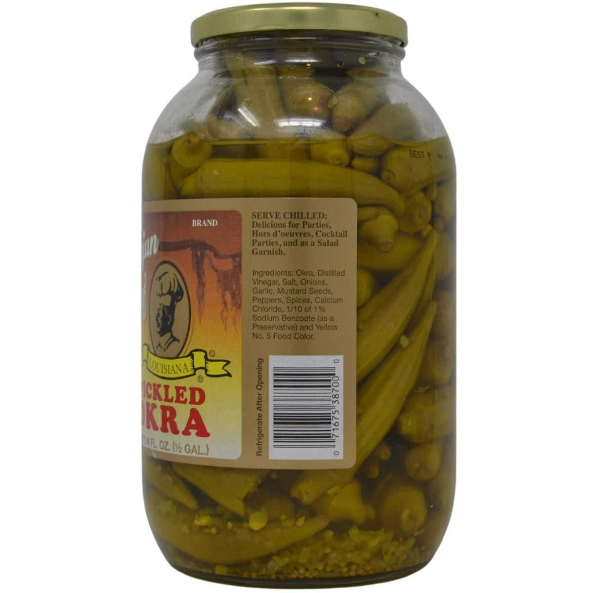 Cajun Chef pickled okra jars stacked for convenient party serving
