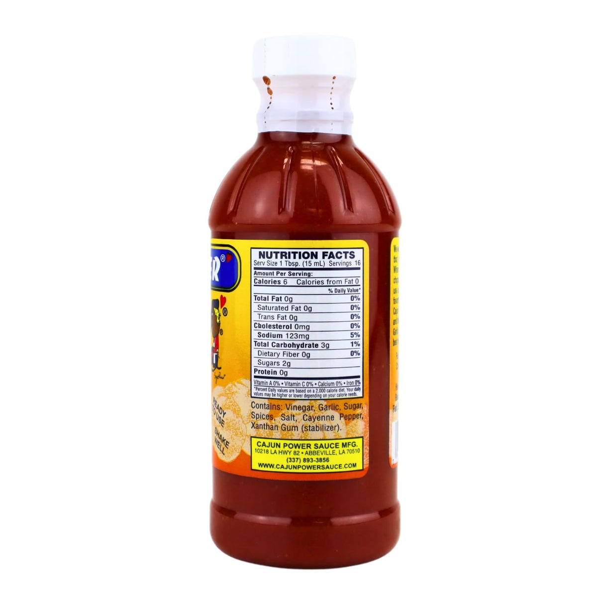 Cajun Power garlic sauce Original label close-up highlights authentic Louisiana recipe