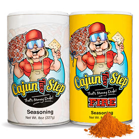 Cajun Two Step Original Fire Bundle packaging shows dual flavor options for tastier meals.