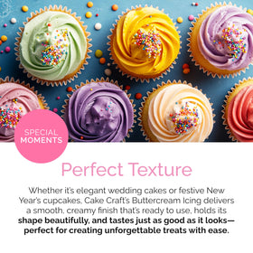 Cake Craft Buttercream icing on cakes and cupcakes delivers reliable results
