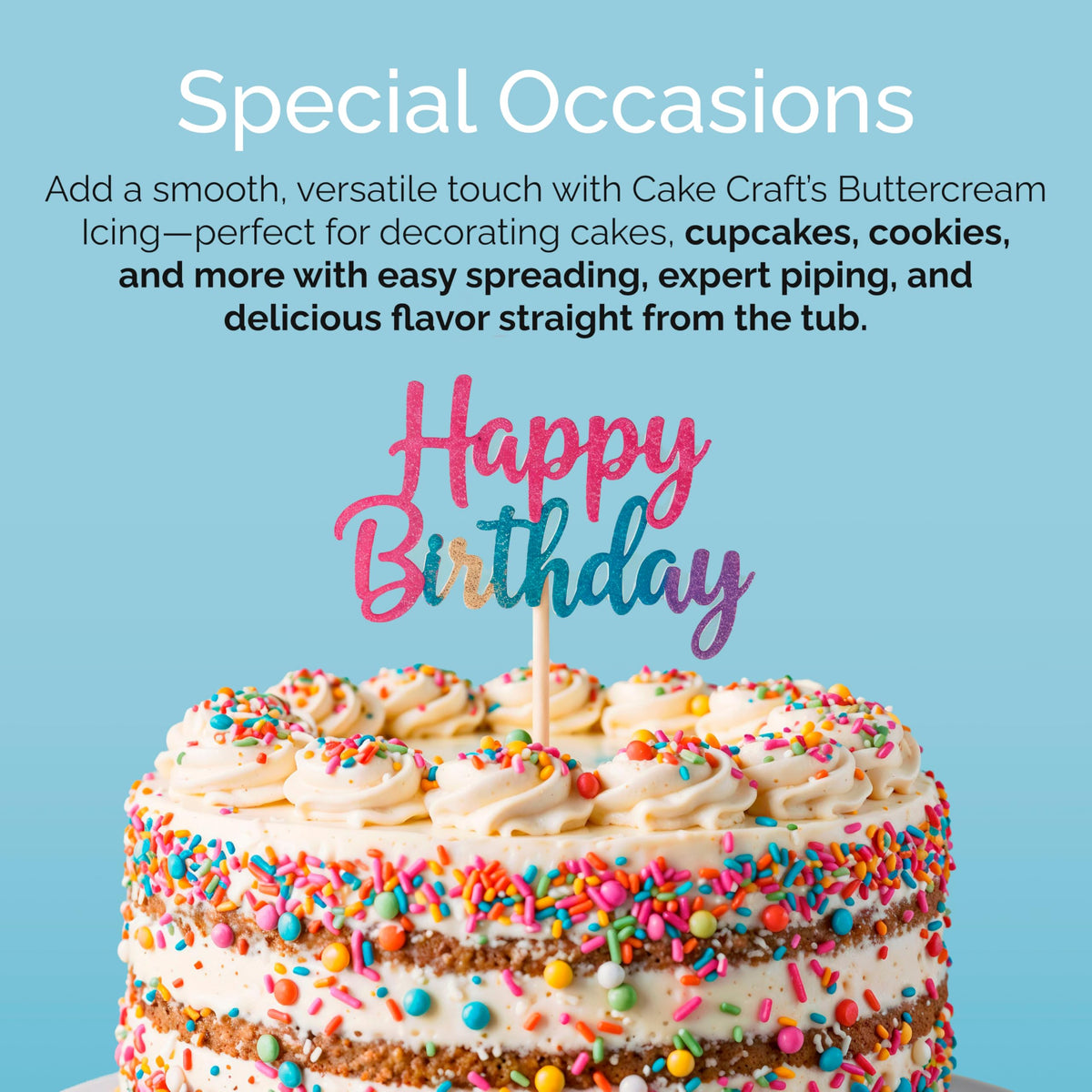 Cake Craft Buttercream icing for cookies supports clean, precise decoration