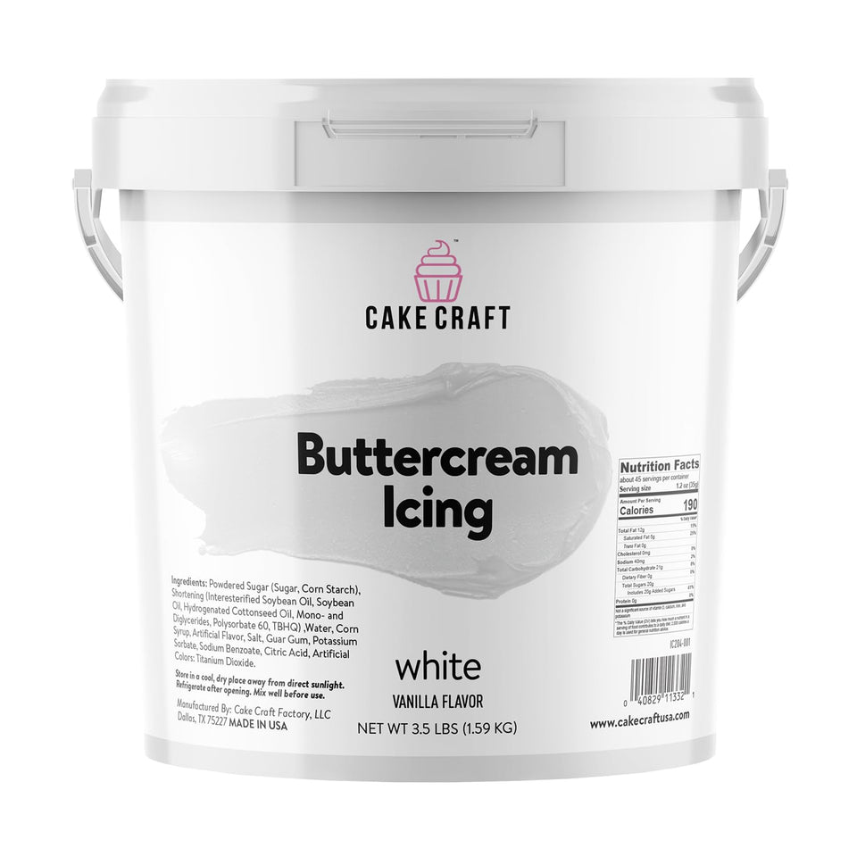Cake Craft Buttercream icing tub closeup shows ultra-smooth texture for flawless piping