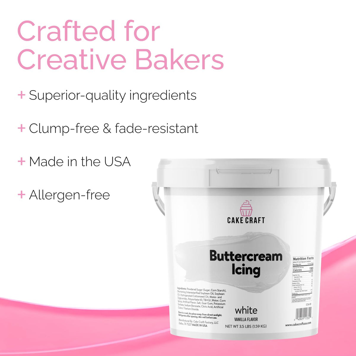 Cake Craft Buttercream icing vanilla flavor enhances cakes, cupcakes, and cookies