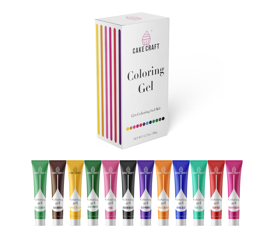 Cake Craft Coloring Gel Kit, 12 shades for vibrant cake and cookie decorating.