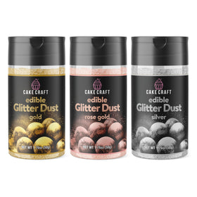 Cake Craft Edible Glitter Dust gold pack adds vibrant shimmer to cakes.