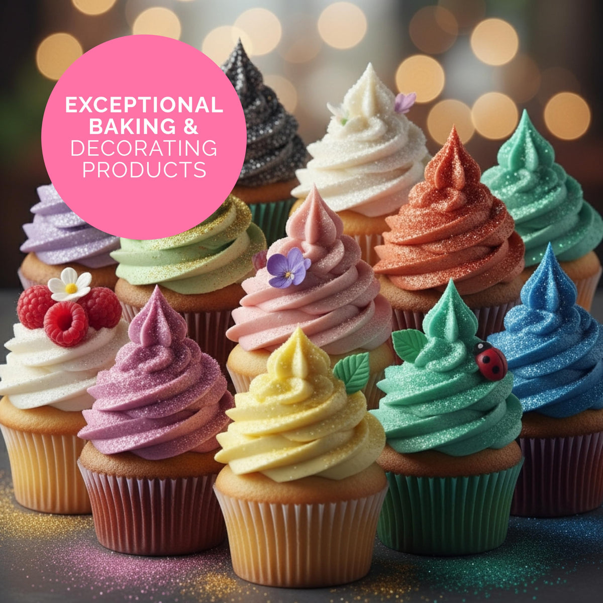 Cake Craft Edible Glitter Dust brightens cocktails and desserts for celebrations.
