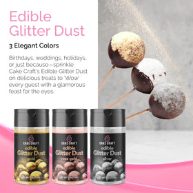 Cake Craft Edible Glitter Dust silver pack creates eye-catching shine on cookies.