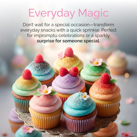 Cake Craft Edible Glitter Dust sparkles cupcakes with smooth metallic finish.