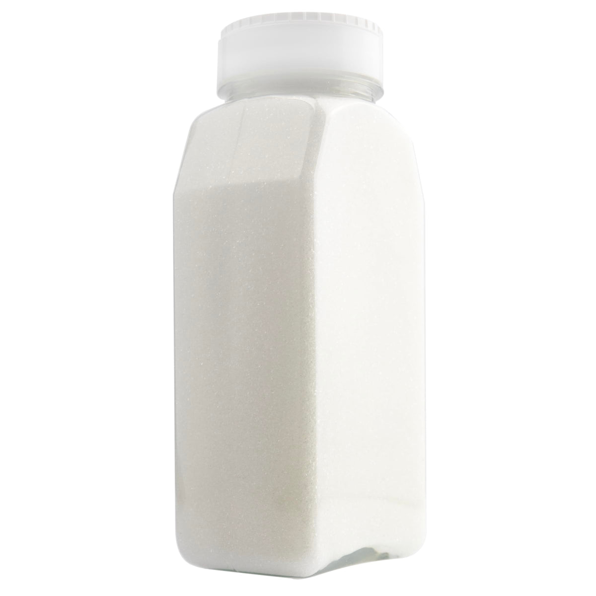 Cake Mate 33oz white sanding sugar with easy pour lid, ideal for precise cake decorating.