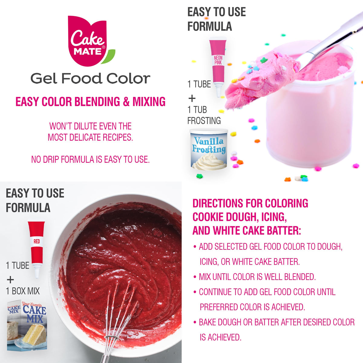 Cake Mate 9-pack gel color green for vibrant greens on desserts