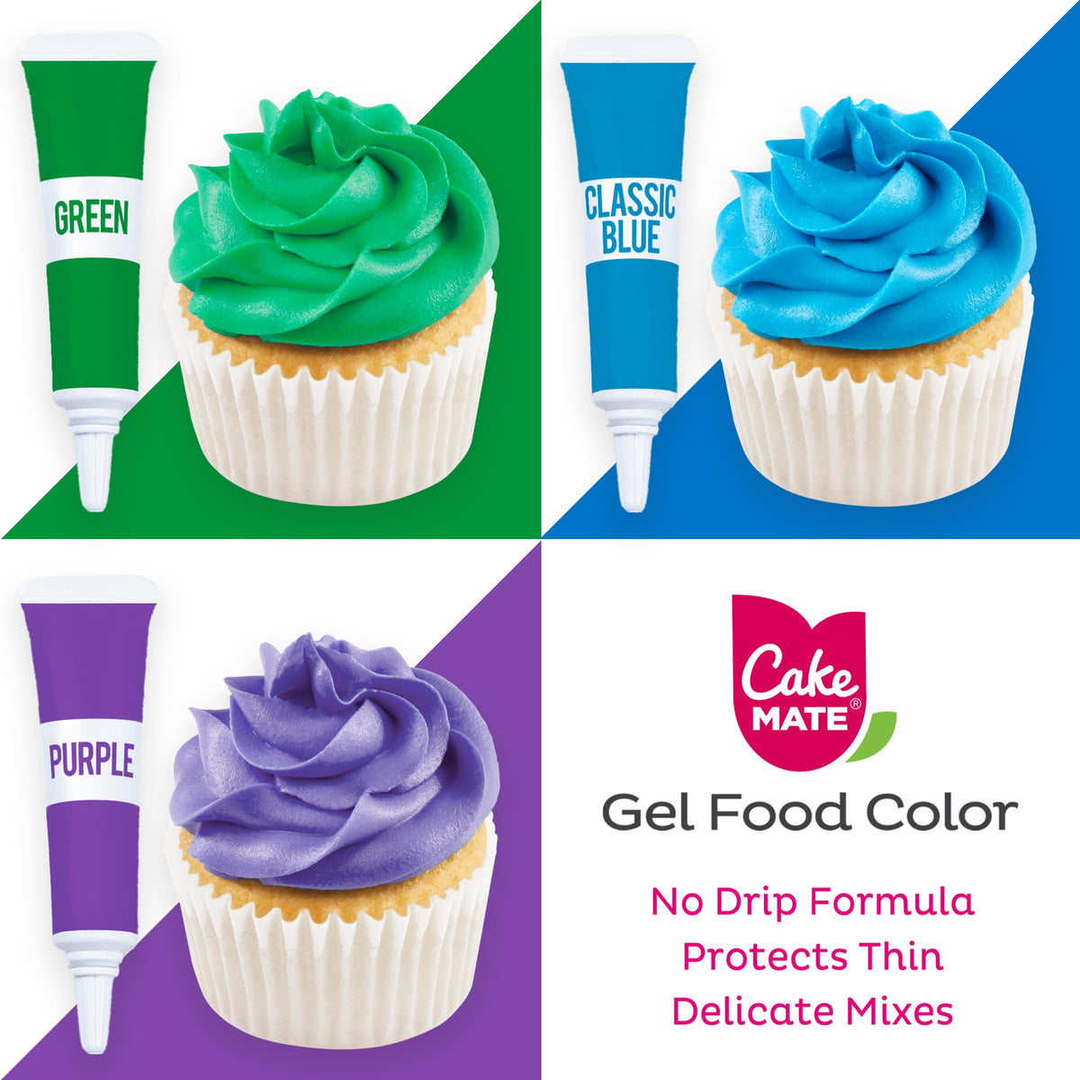 Cake Mate 9-pack gel color pink for delicate pastel details
