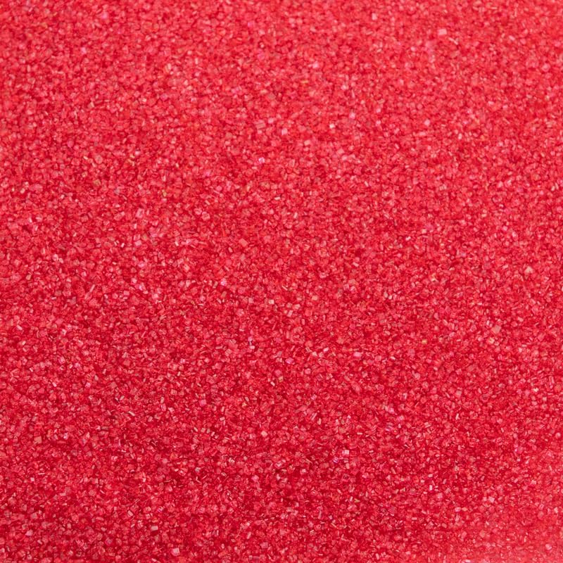 Close-up of Cake Mate red crystals for decorations.