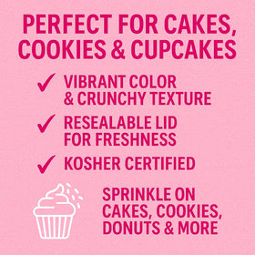 Cake Mate white sanding sugar for cake decorating on cupcakes and cookies.