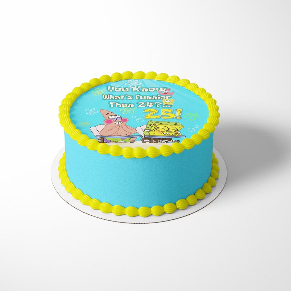Cakecery Whats Funnier Than 24-25 themed edible topper adds playful flair to celebrations