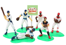 CakeSupplyShop baseball players topper 6pc set adds action to your cake.