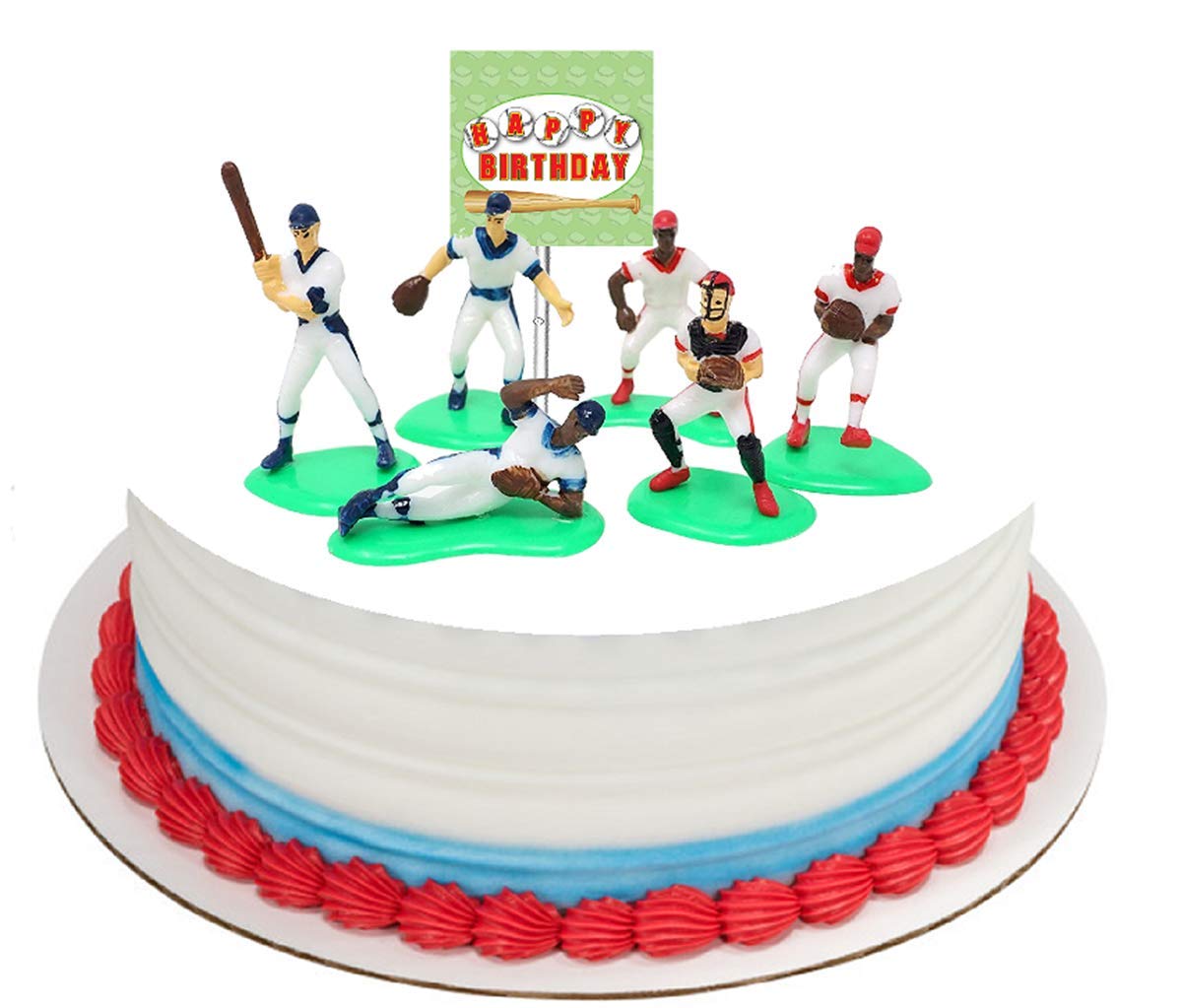 CakeSupplyShop baseball toppers in action poses enhance dynamic cake decor.