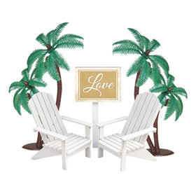 CakeSupplyShop Celebrations love sign with two white chairs on cake decor