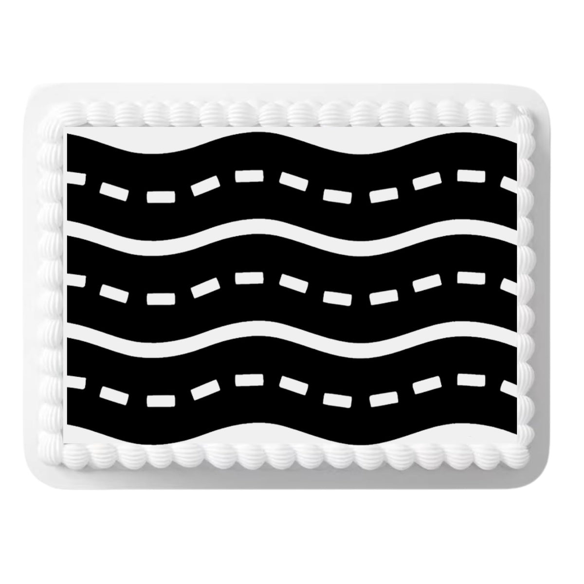 CakeSupplyShop edible border paper offers easy cut-out alignment.