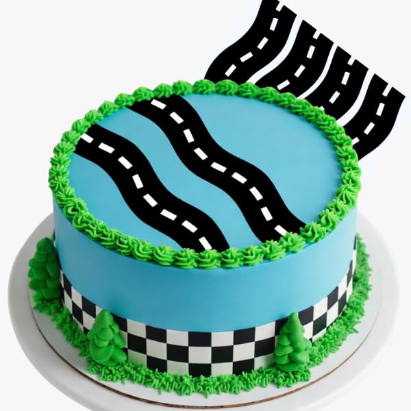 CakeSupplyShop edible race tracks border for dramatic cake design.