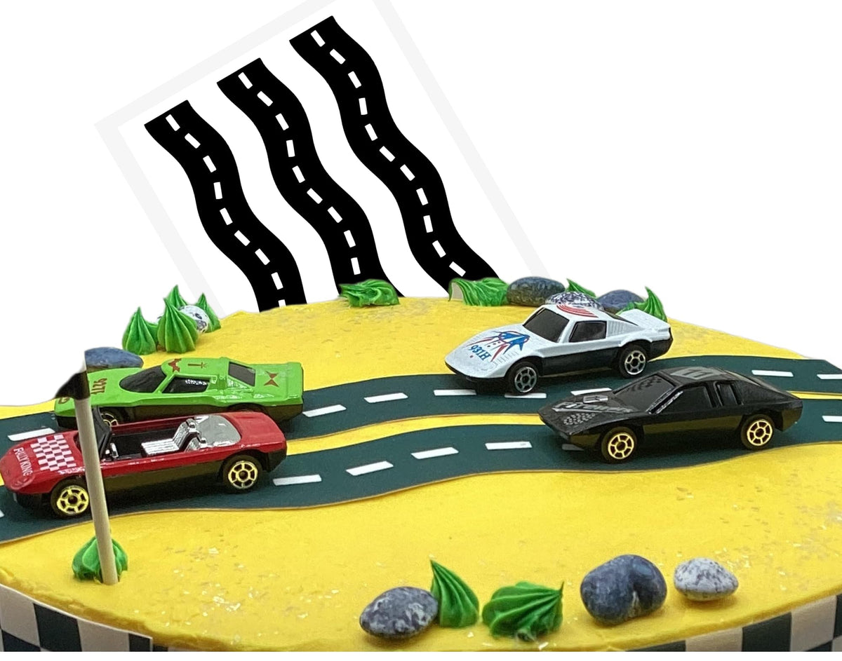 CakeSupplyShop race track border with vivid colors for kids.