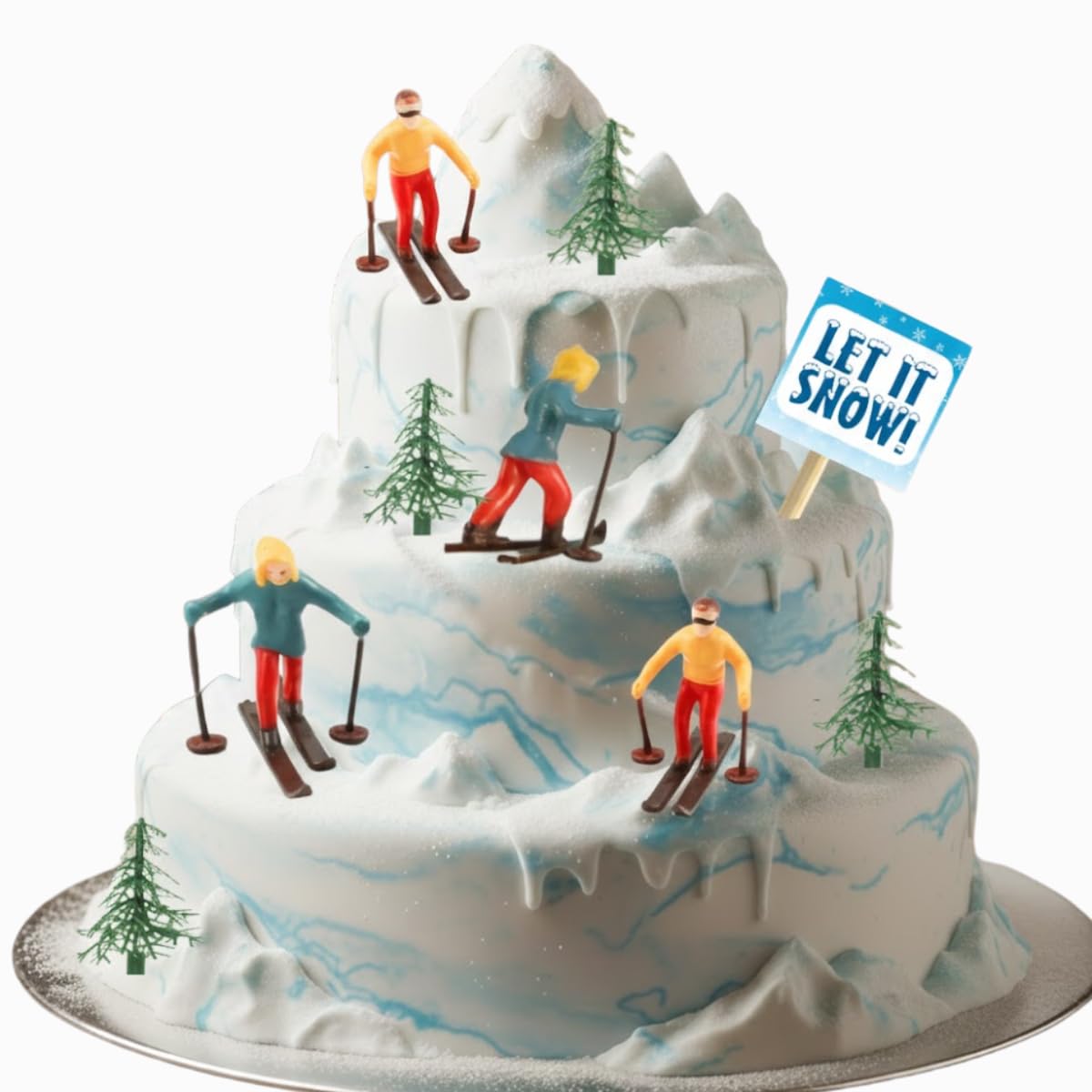 CakeSupplyShop Celebrations ski toppers set providing cohesive winter cake decoration