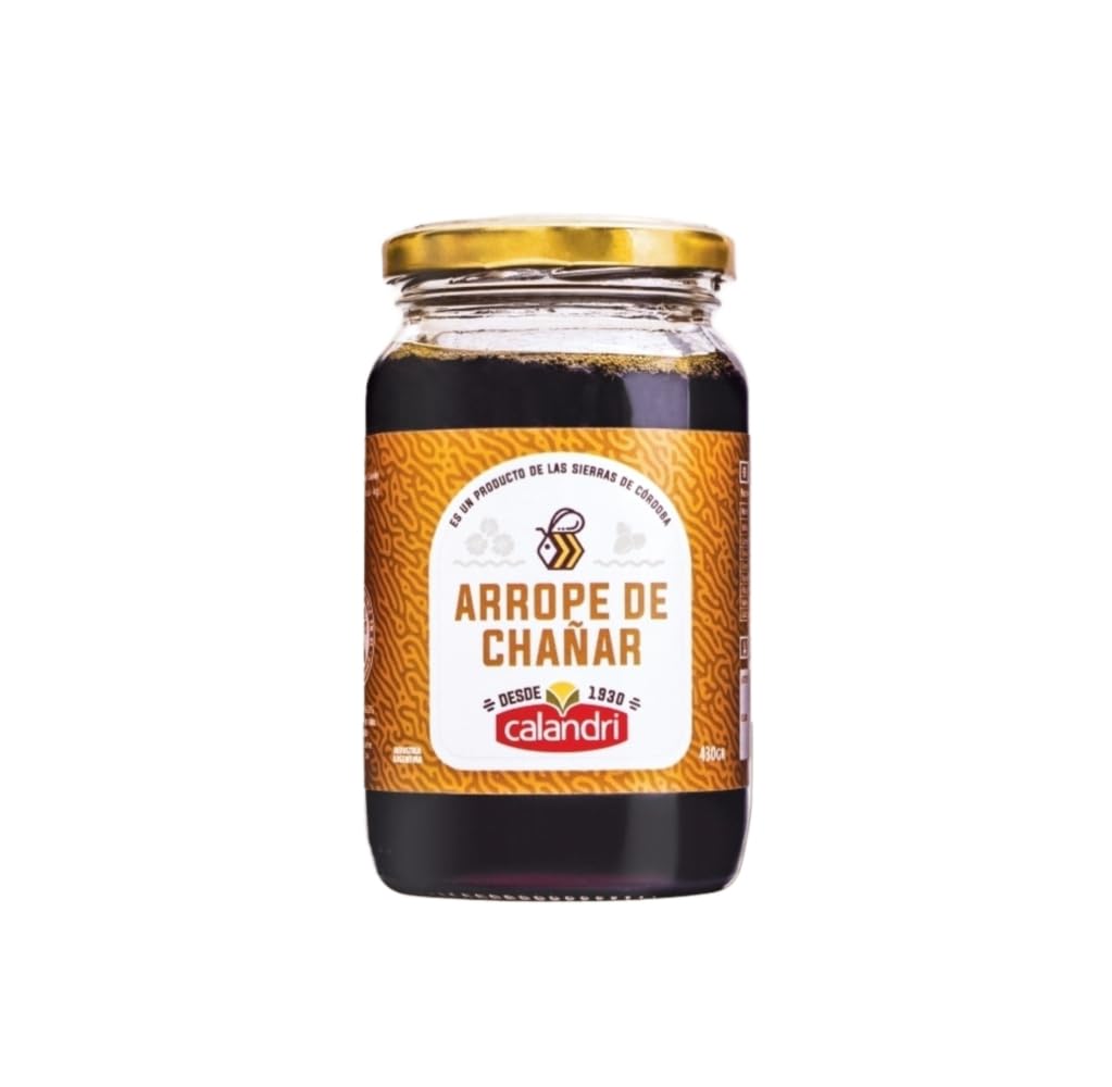 Calandri Arrope chañar bottle showing pure syrup for caramel-like breakfasts and desserts