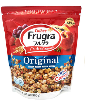 Calbee Frugra Original with dried fruits for a naturally sweet breakfast option.