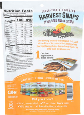 Calbee Harvest Snaps Mango Chile Lime bag side view, convenient lunch snack