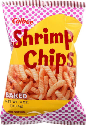 Calbee Shrimp Flavored Chips bag 2-pack, inviting crisp texture for on-the-go snacking.