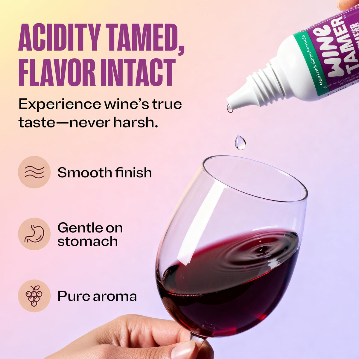 Close-up of the dropper from CalciBlend Wine Tamer for discreet use in wine glasses.